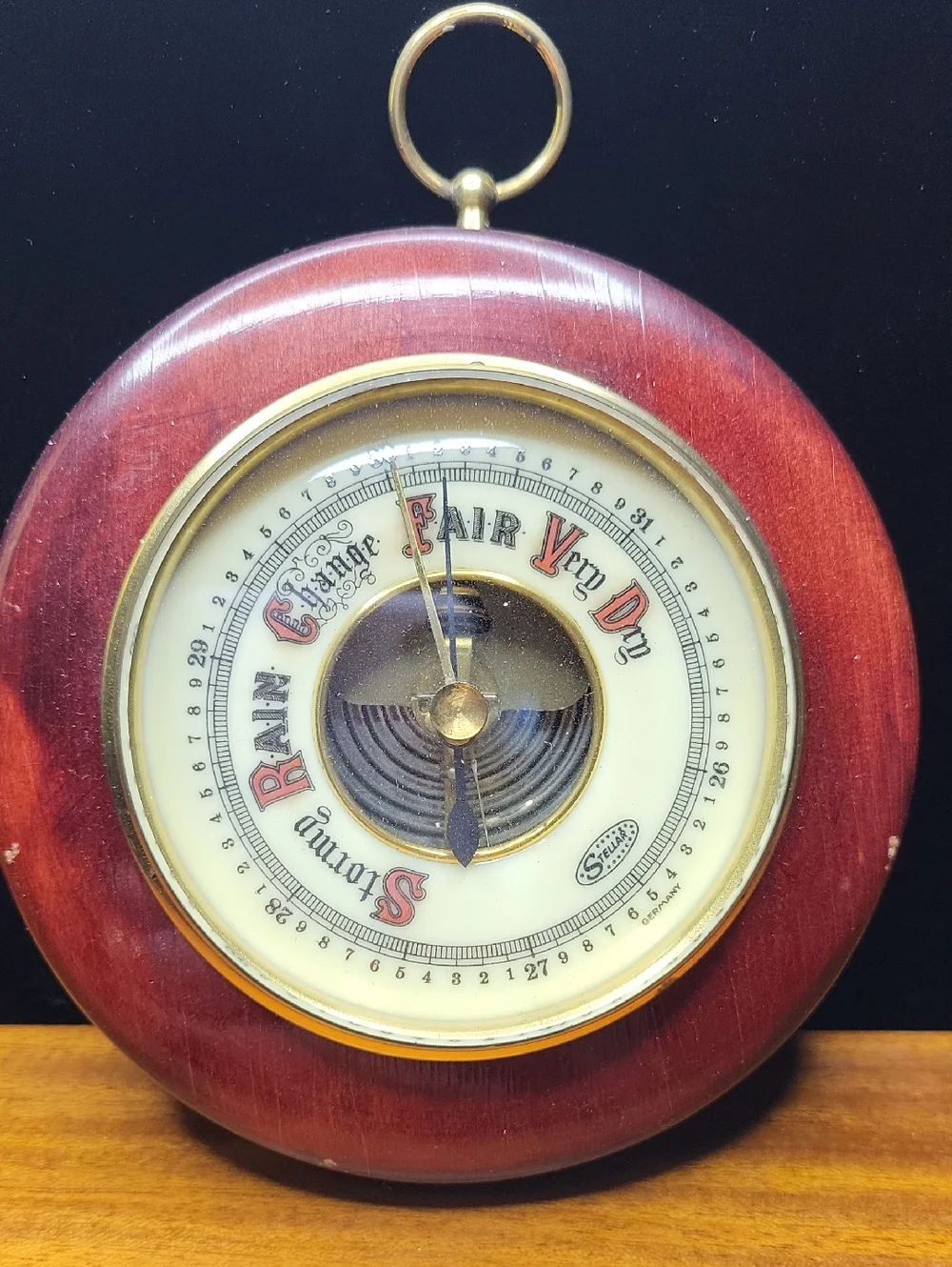 Stellar Works Mahogany and Gold Wall Barometer